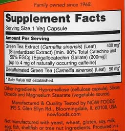 NOW Foods EGCg Green Tea Extract 400mg Capsule