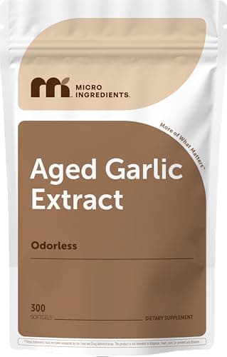 Micro Ingredients Odorless Garlic, 300 Softgels | 2 Years Aged Garlic Extract | Grown Allium Sativum Bulb | Natural Herbal Supplements | Non-GMO, Gluten Free Capsule