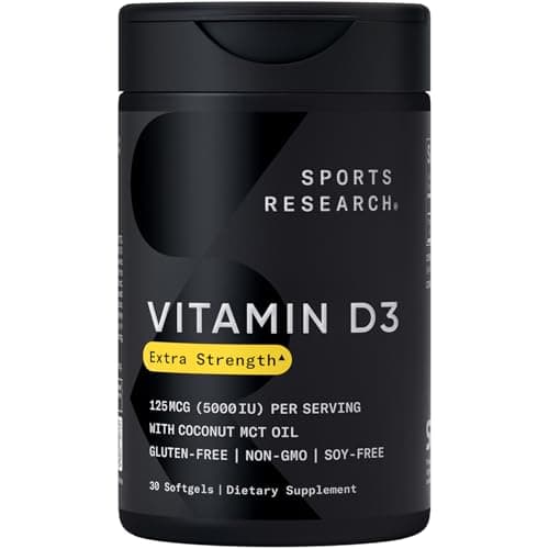 Sports Research Vitamin D3 5000 IU with Coconut MCT Oil Softgel