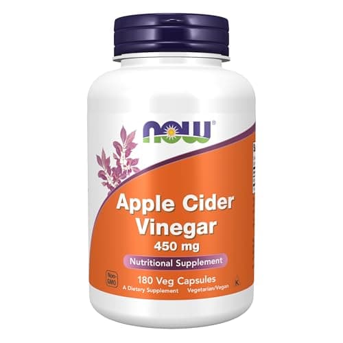 NOW Foods Supplements, Apple Cider Vinegar 450 mg, Derived from Fermentation of Sweet Apple Cider, 180 Veg Capsules Capsule