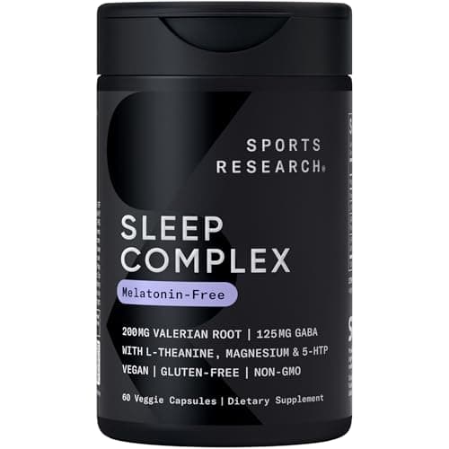 Sports Research® Sleep Complex- Melatonin-Free Vegan Capsules - with Valerian Root, GABA, L-Theanine, Magnesium & 5-HTP - 30 Servings — view 1 of 5
