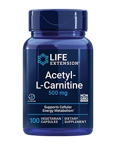 Life Extension Acetyl-L-Carnitine, Acetyl-L-Carnitine, Vitamin C, Brain, Mood & Nerve Health, Cellular Energy, 3-Month Supply, Gluten-Free, Non-GMO, Vegetarian, 100 Capsules Capsule