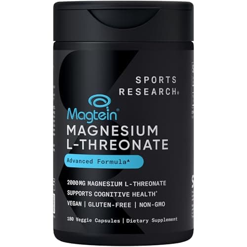 Sports Research Magnesium L-Threonate 2000mg with Magtein (180 Capsules) Capsule