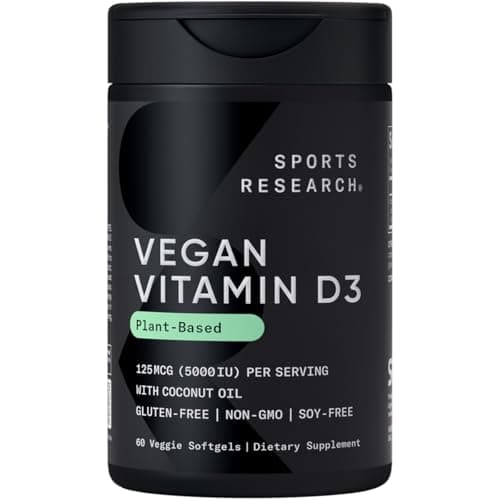 Sports Research Vegan Vitamin D3 5000IU with Coconut Oil Veggie Softgel