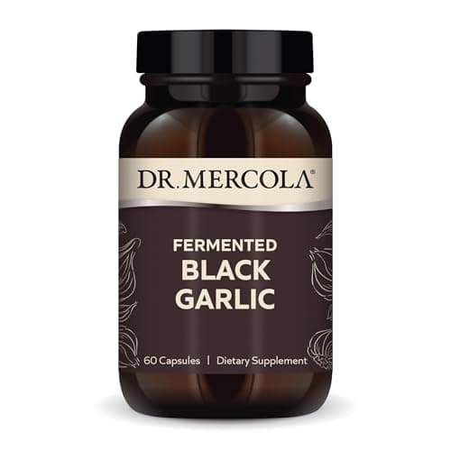 Dr. Mercola Fermented Black Garlic - Antioxidant Supplement - for Immune, Cellular & Heart Health Support - Includes S-Allyl-Cysteine - Non-GMO, Gluten-Free & Soy-Free - 60 Capsules (30 Servings) Capsule