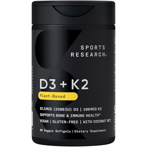 Sports Research Vitamin D3 + K2 with Coconut Oil Softgel
