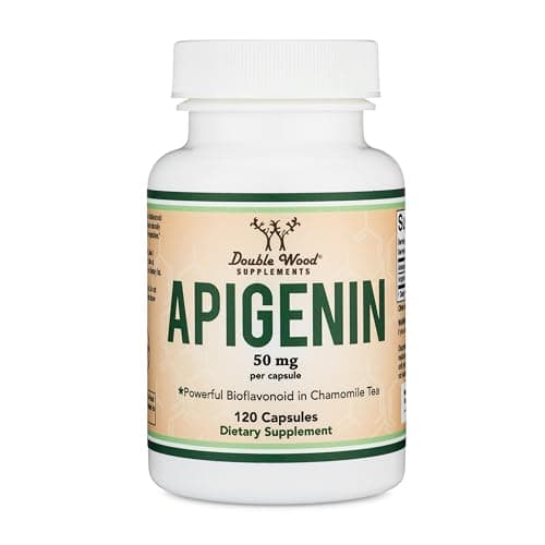 Apigenin Supplement - 50mg per Capsule, 120 Count (Powerful Bioflavonoid Found in Chamomile Tea for Relaxation, Sleep, and Mood) Senolytic Flavonols for Aging (Gluten Free) by Double Wood Capsule