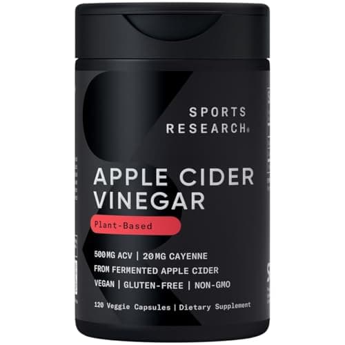 Sports Research Apple Cider Vinegar with Cayenne Pepper | Made from Organic Fermented Apple Cider - Non-GMO Project Verified & Vegan Certified (120 Veggie Capsules) Capsule