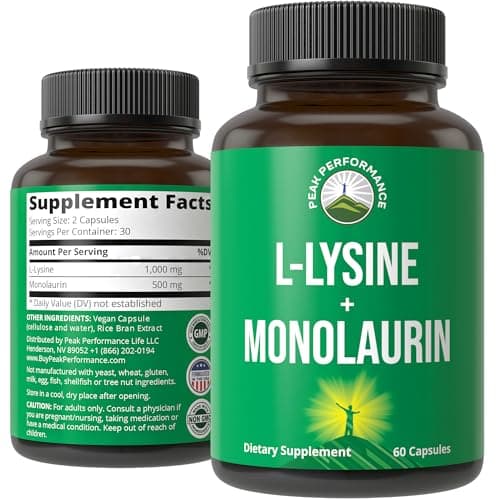 Peak Performance L-Lysine 1000mg + Monolaurin 500mg — view 1 of 5