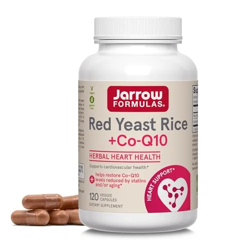 Jarrow Formulas Red Yeast Rice 1200 mg & CoQ10 100 mg Per Serving - 120 Veggie Caps, 60 Servings - H