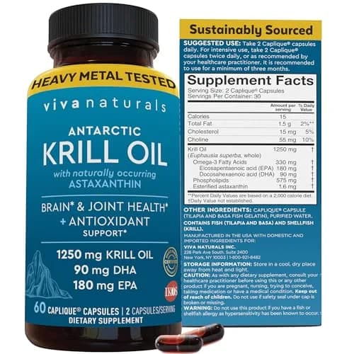 Viva Naturals Antarctic Krill Oil 1250mg