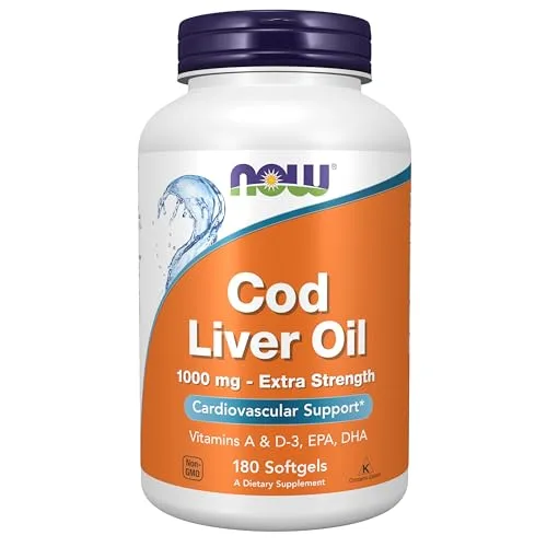 NOW Foods Cod Liver Oil Extra Strength 1000mg 180ct Softgel