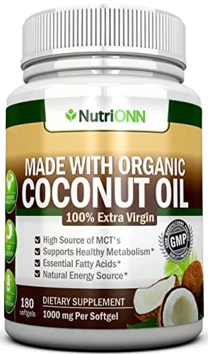 NutriONN Organic Coconut Oil Capsules 180ct Softgel