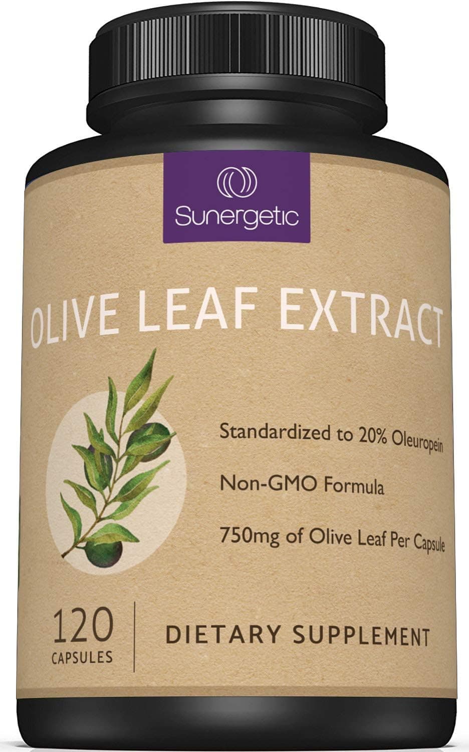 Sunergetic Olive Leaf Extract 750mg 20% Oleuropein Capsule