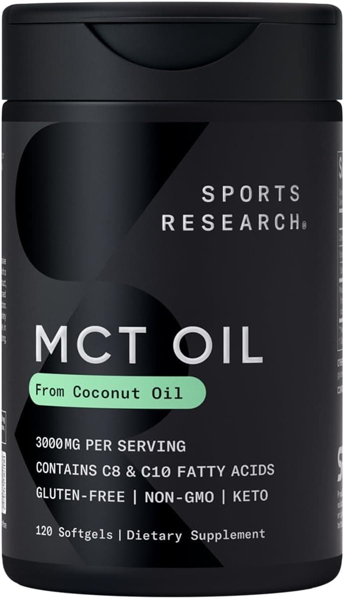Sports Research MCT Oil Capsules 3000mg Coconut Softgels Softgel
