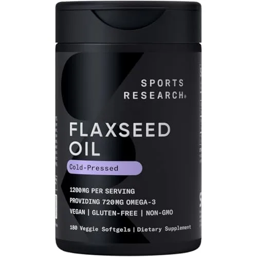 Sports Research Vegan Flaxseed Oil 1200mg Veggie Softgel