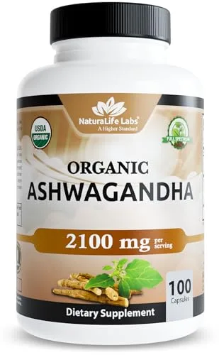 NaturaLife Labs Organic Ashwagandha with Black Pepper Capsule
