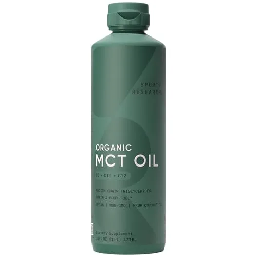 Sports Research Organic MCT Oil 16 oz (C8/C10/C12) Liquid