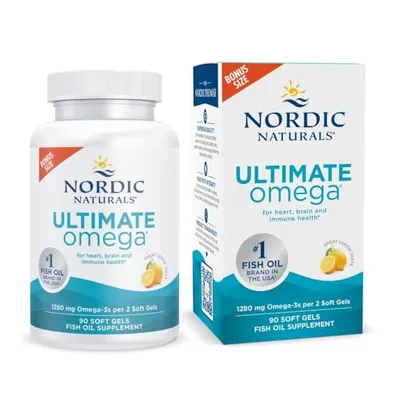 Nordic Naturals Ultimate Omega, Lemon Flavor - 90 Soft Gels - 1280 mg Omega-3 - High-Potency Omega-3 Softgel