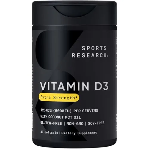 Sports Research Vitamin D3 5000 IU with Coconut MCT Oil Softgel