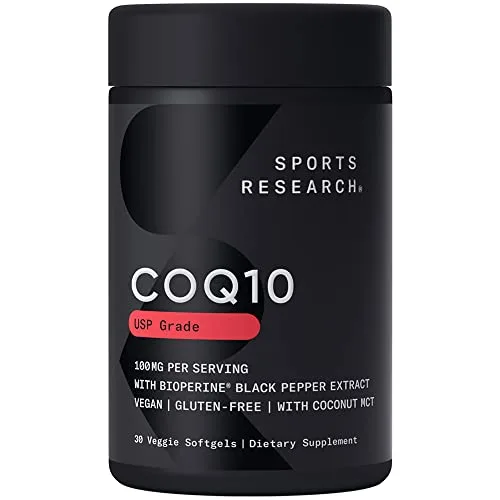 Sports Research CoQ10 100mg with Coconut Oil & BioPerine Veggie Softgel