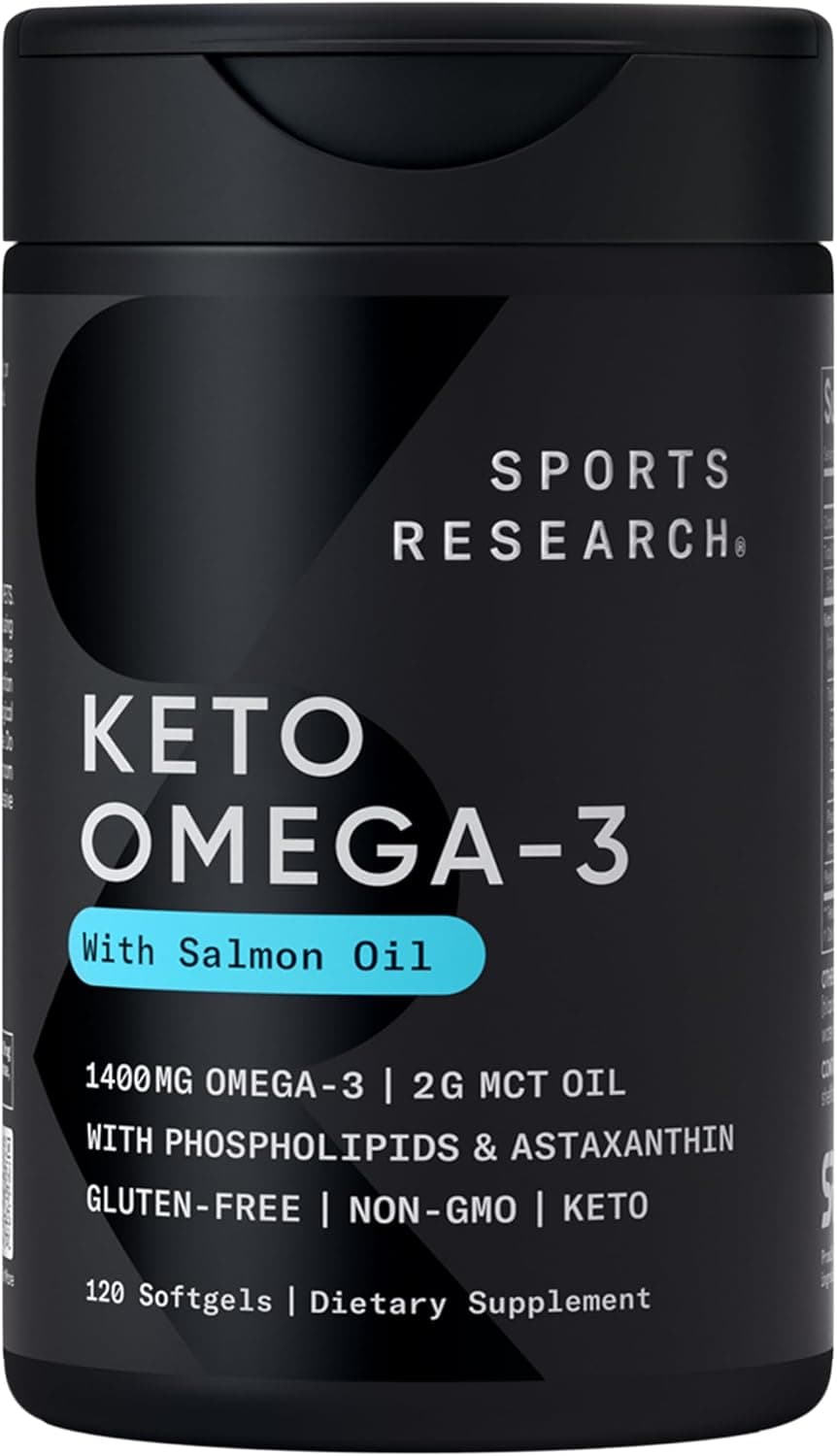 Sports Research Keto Omega Fish Oil with Salmon, Krill & MCT Softgel