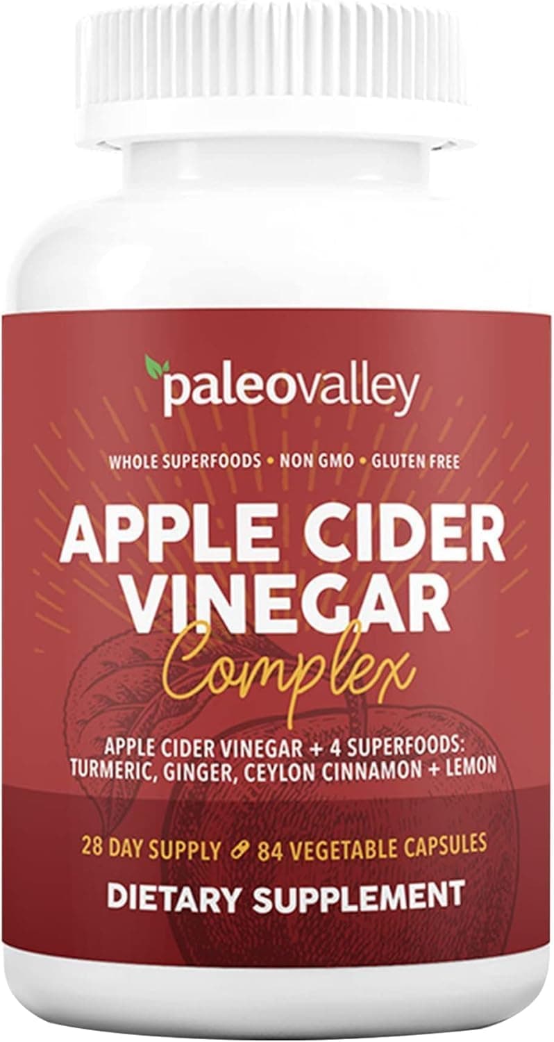 Paleovalley Apple Cider Vinegar Complex with Superfoods - Turmeric, Ginger, Ceylon Cinnamon and Lemon - 84 Vegetable Capsules Capsule