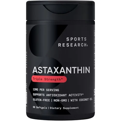 Sports Research Astaxanthin 12mg with Coconut Oil Softgels with coconut oil
