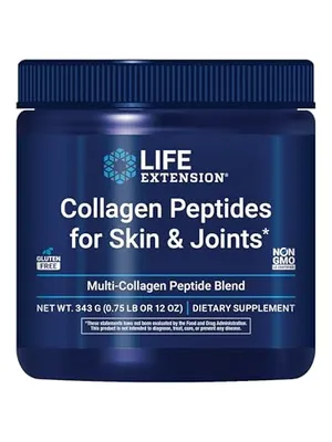 Life Extension Collagen Peptides for Skin & Joints, Collagen Types I, II & III in an Easy-Mix Powder