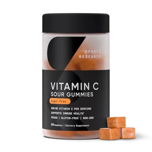 Sports Research Vitamin C Gummies 500mg (Sugar Free, 60 Count) Gummy