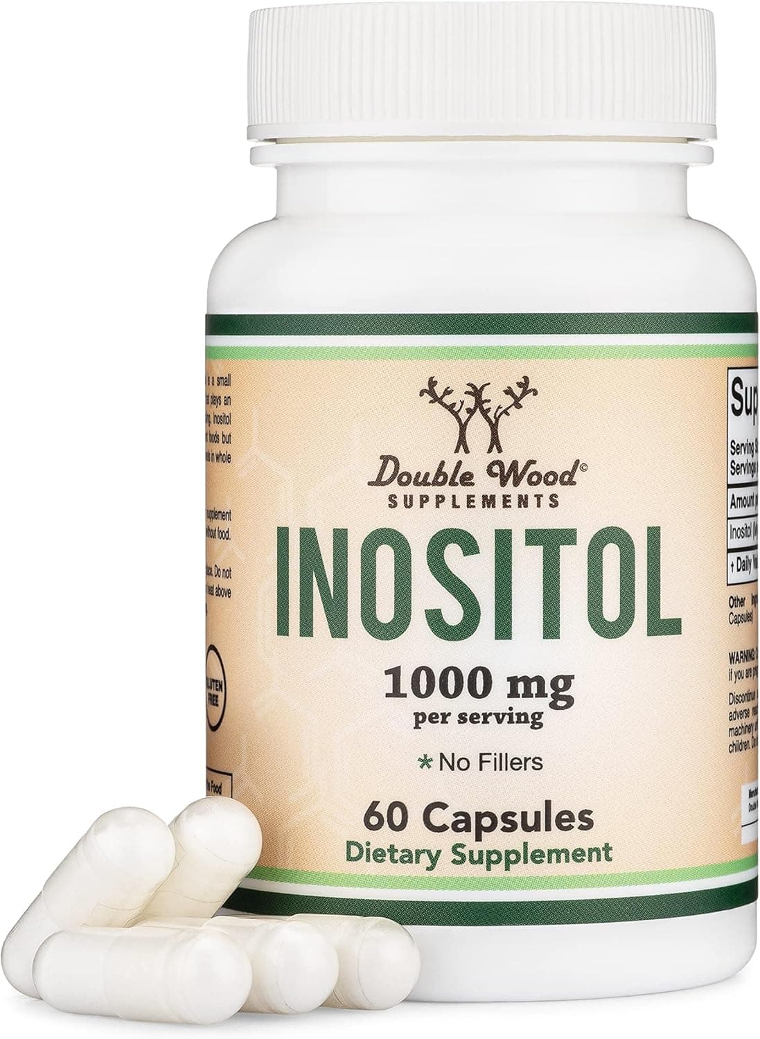 Inositol Capsules (Myo Inositol) 1000mg Health Support for Women (60 Count)(No Fillers, Vegan Safe, Gluten Free) by Double Wood Capsule