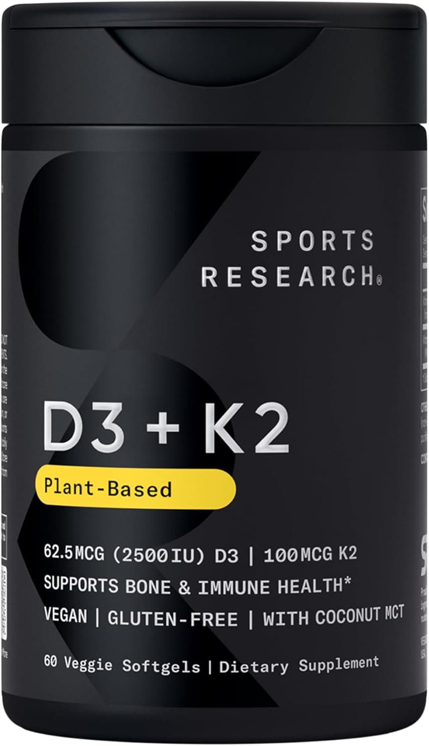 Sports Research Vitamin D3 + K2 with Coconut Oil Softgel