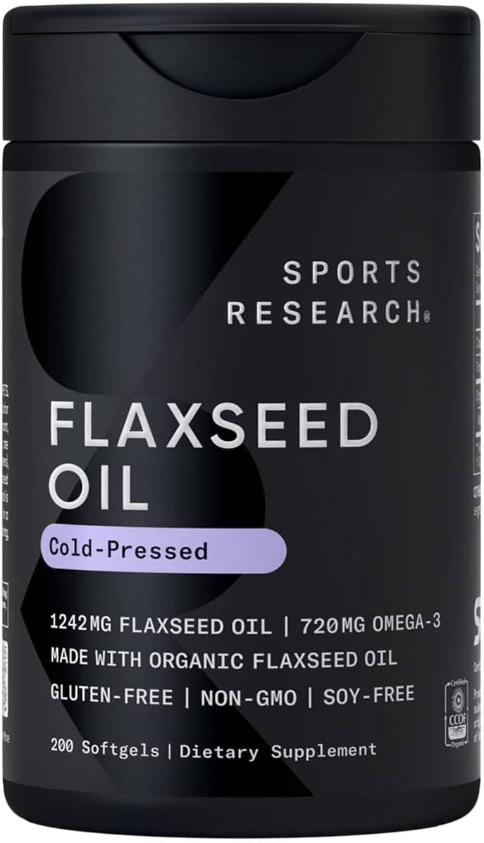 Sports Research Organic Flaxseed Oil Softgels 1242mg Softgel