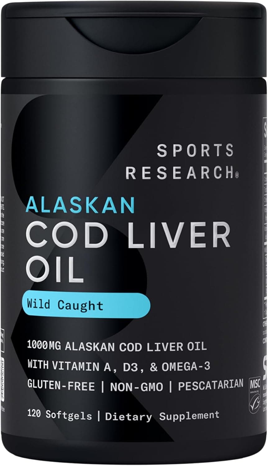 Sports Research Cod Liver Oil 1000mg with Vitamins A & D3 Softgel
