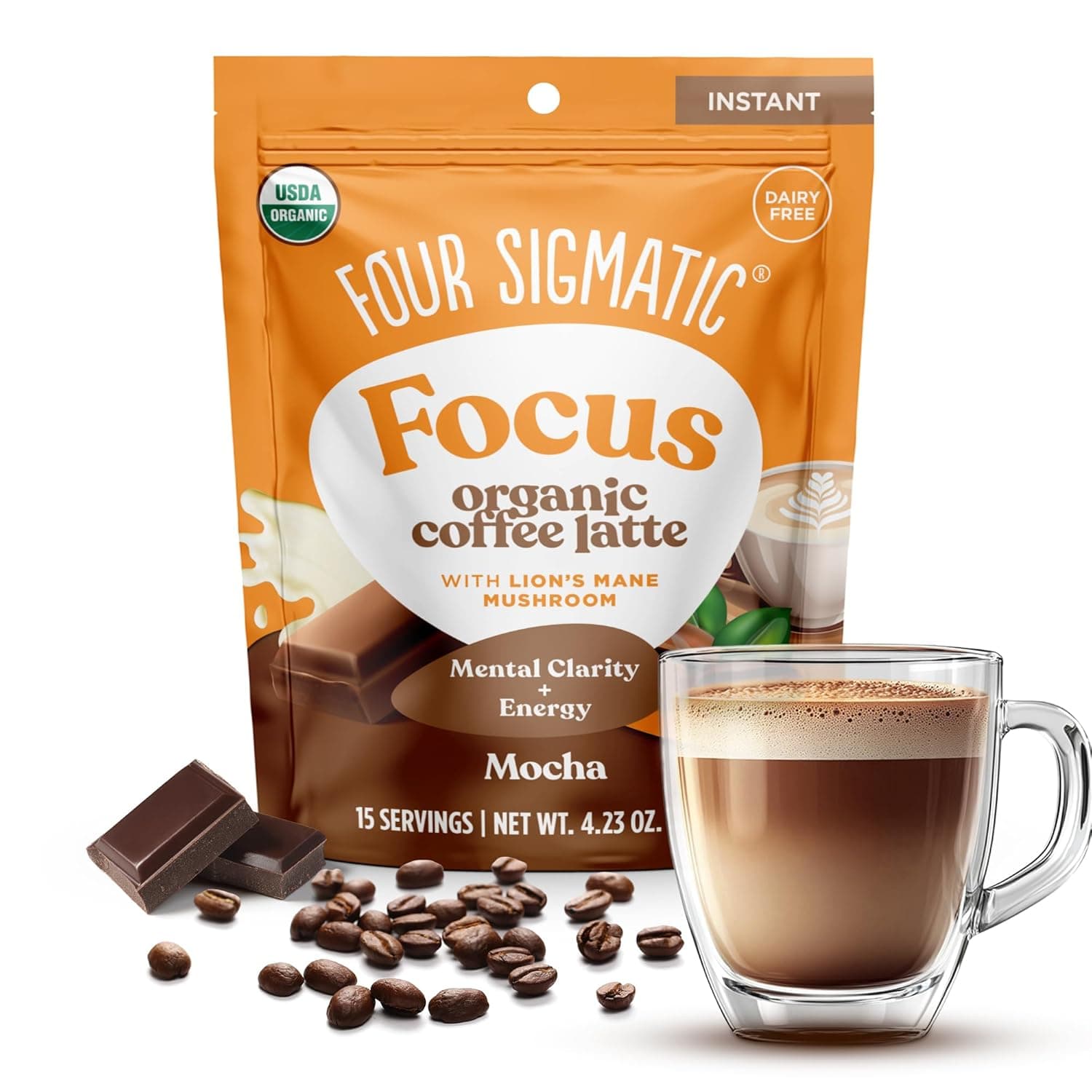 Four Sigmatic Mocha Focus Latte Instant Latte Powder