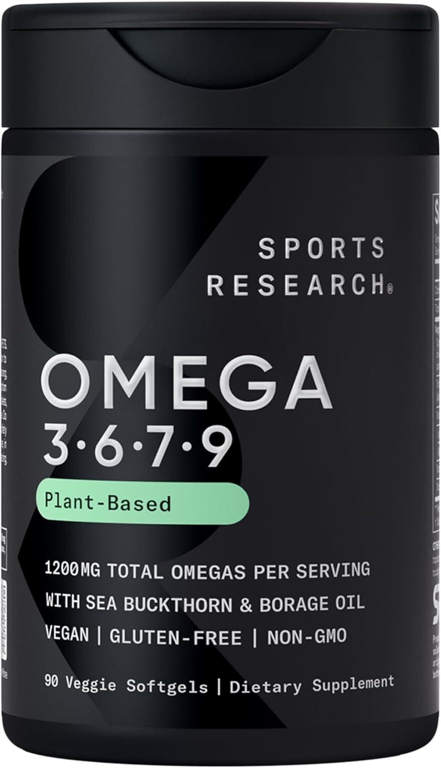 Sports Research Vegan Omega 3-6-7-9 with Sea Buckthorn & Borage Oil Veggie Softgel