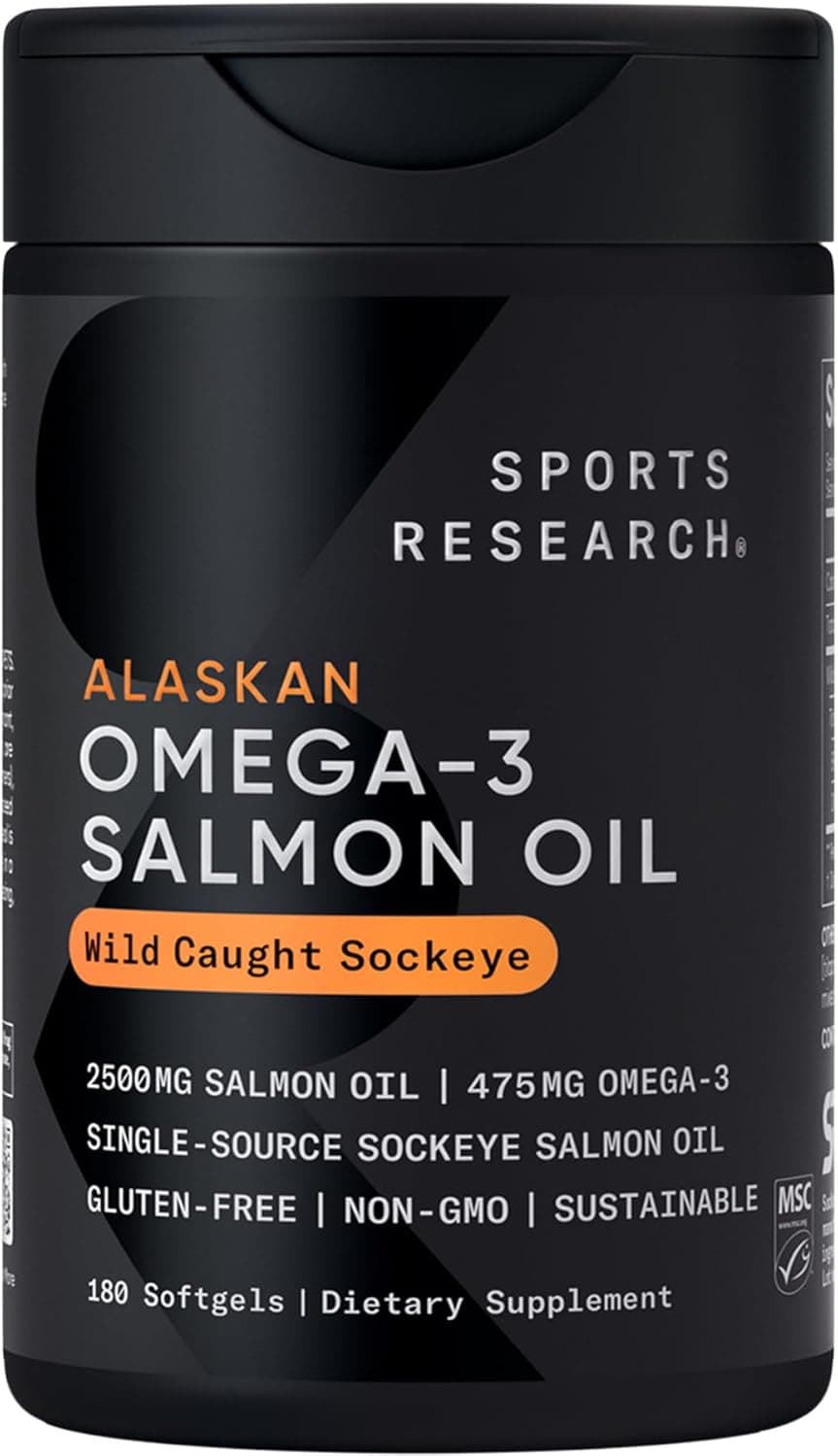 Sports Research Salmon Oil 2500mg Wild Alaskan Sockeye Softgel