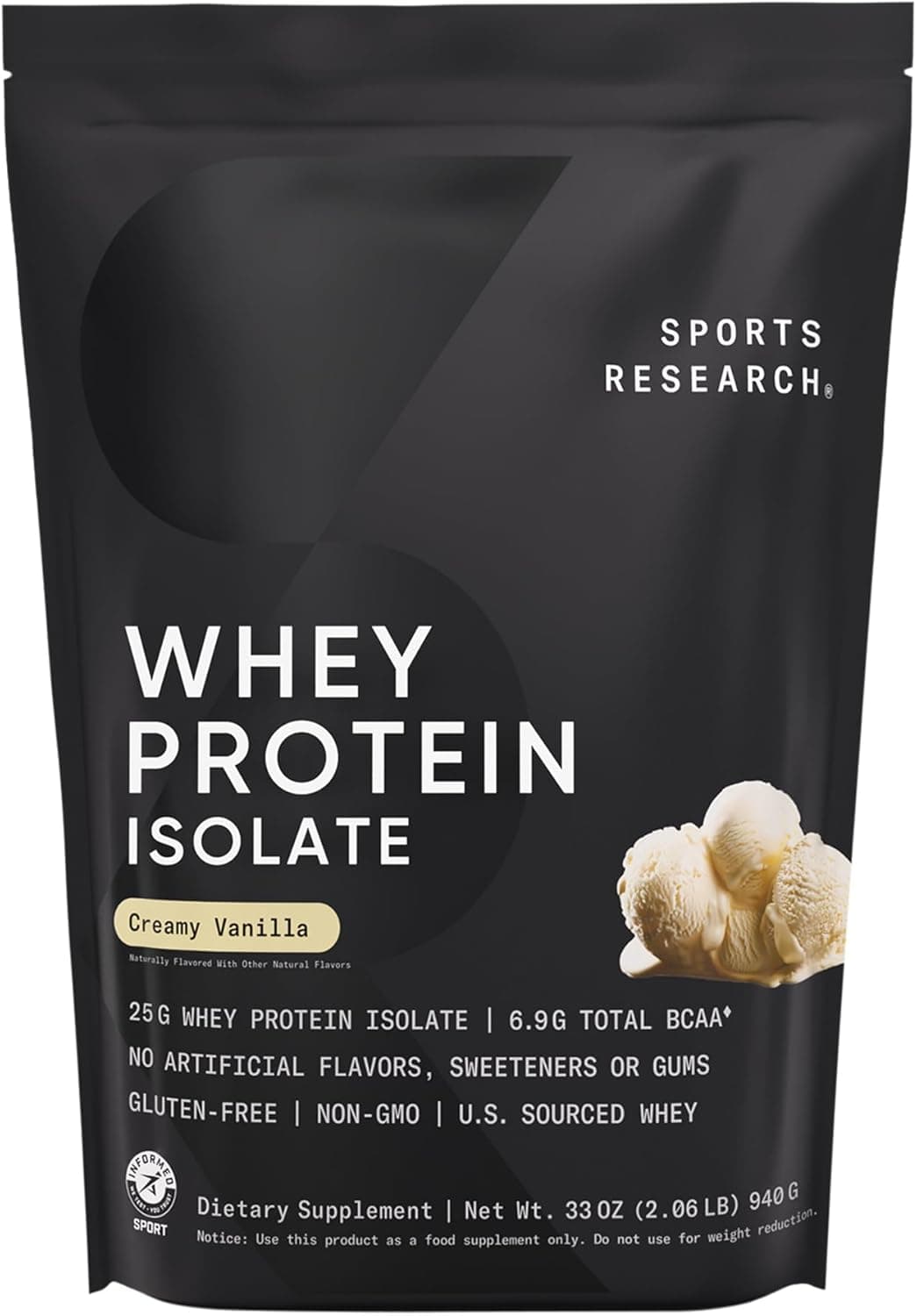 Sports Research Whey Protein Isolate Vanilla 2lb Powder