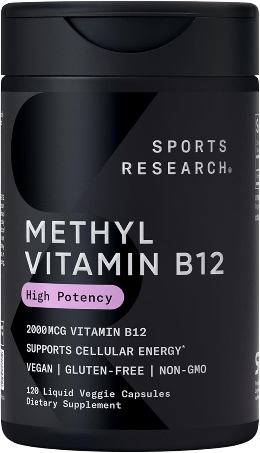 Sports Research Vitamin B12 Methylcobalamin 2000mcg Liquid Veggie Capsule