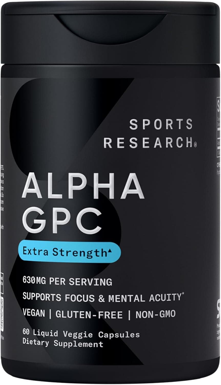 Sports Research Alpha GPC 630mg Extra Strength Liquid Veggie Capsule