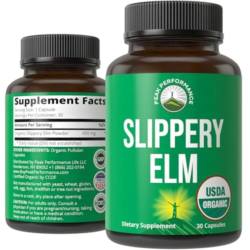 Peak Performance USDA Organic Slippery Elm Capsules supplement product image 1 of 6