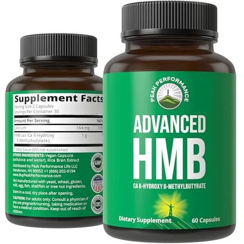 Peak Performance Advanced HMB Supplement for Men & Women - Calcium Beta-Hydroxy Beta-Methylbutyrate Capsule