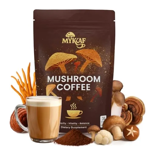 MYKAF Mushroom Coffee with 6 Adaptogenic Mushrooms Instant coffee powder