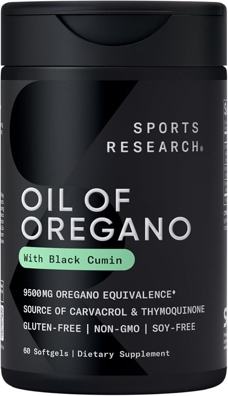 Sports Research Oil of Oregano with Black Cumin Seed Oil & Ginger Oil Softgel