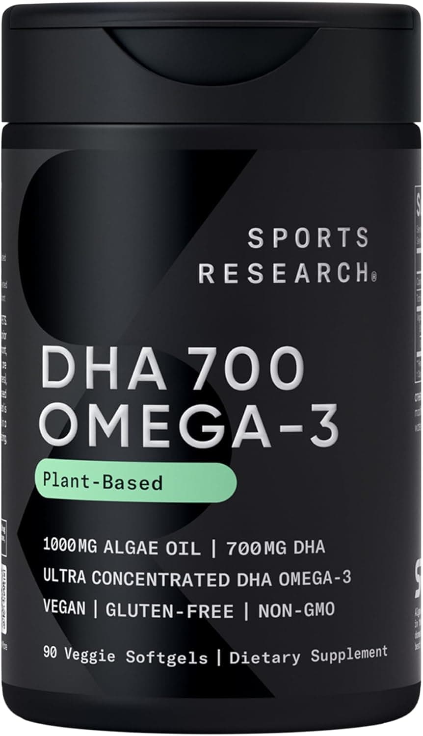 Sports Research Vegan DHA 700mg Algae Oil Omega-3 Softgel
