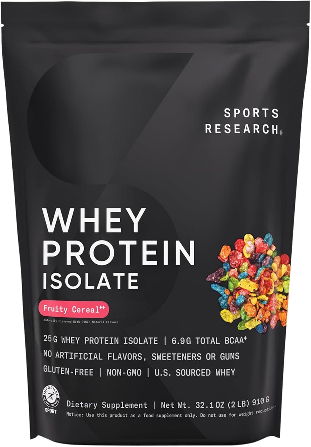 Sports Research 100% Whey Protein Isolate Fruity Cereal Powder