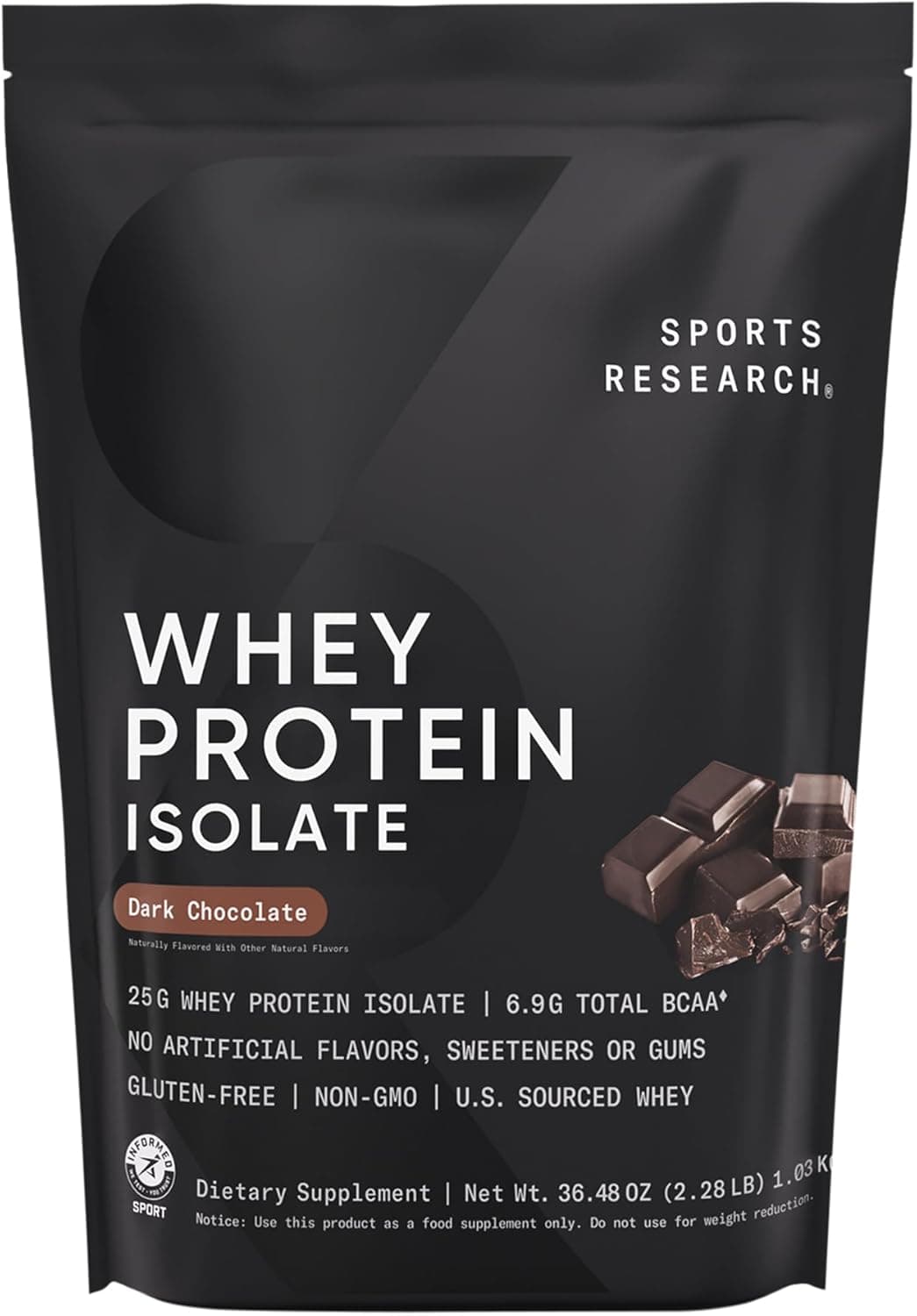Sports Research 100% Whey Protein Isolate Dark Chocolate Powder