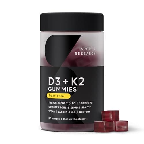 Sports Research Vegan Vitamin D3 + K2 Sugar-Free Gummies (5000 IU D3 + 100mcg MK-7, 60 Count) — view 1 of 5