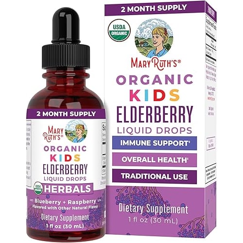 Mary Ruth's MaryRuth Organics USDA Organic Elderberry Liquid Drops for Kids | Vegan Elderberry Extra