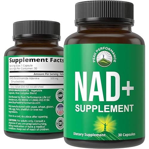 Peak Performance Ultra High Purity NAD Supplement for Women and Men - NAD+ Similar to Nicotinamide R